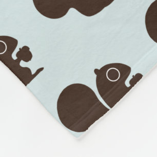 Cute Squirrel with Nut Pattern Wildlife Animal Fleece Blanket