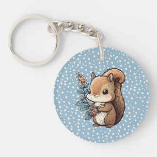 Cute Squirrel with Personalised Message Key Ring