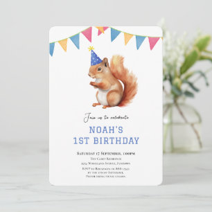 Cute Squirrel woodland birthday invitation