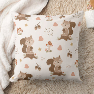 Cute Squirrel Woodland Forest Pattern Cushion