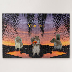 Cute Squirrels at sunset Jigsaw Puzzle