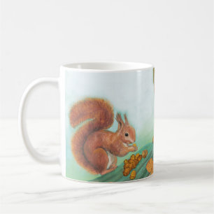 Cute Squirrels Eating Hazelnut Illustration Coffee Mug