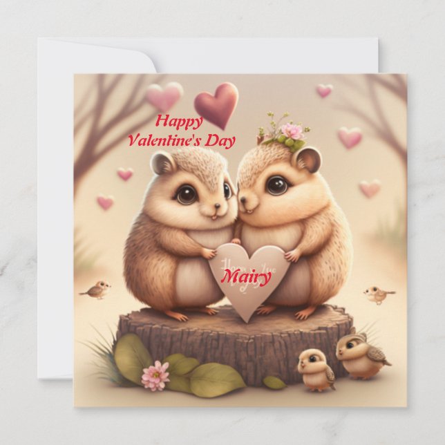 Cute squirrels in love  card (Front)