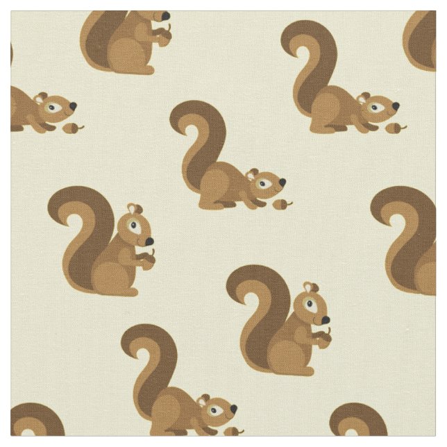 Cute Squirrels Kids Cartoon Fabric (Close Up)