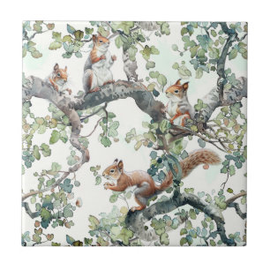 Cute squirrels pattern ceramic tile