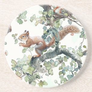 Cute squirrels pattern coaster