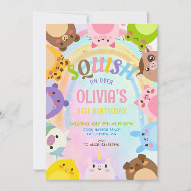 Cute Squishmallow Birthday  Invitation (Front)