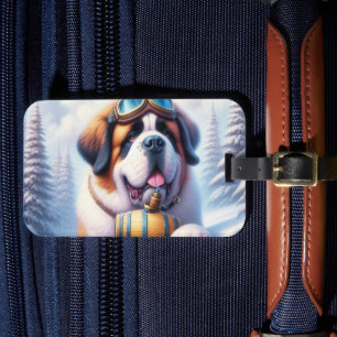 Cute St Bernard Dog Luggage Tag