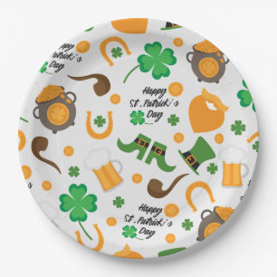 Cute St. Paddy's Day Irish Themed Pattern Paper Plate