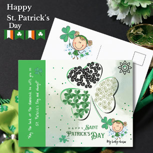 Cute St. Patrick Little Girl Postcard