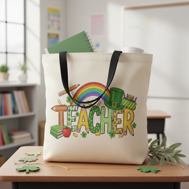 Cute St. Patrick’s Day Gift Lucky to Teach Teacher Tote Bag (Creator Uploaded)