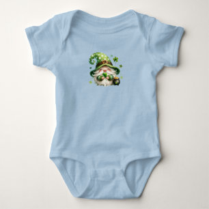 Cute St. Patrick’s Day Gnome with Shamrocks Baby Bodysuit