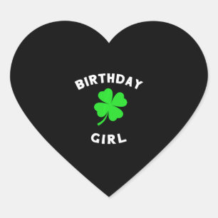 Cute St Patricks Day Birthday For Girls Heart Sticker