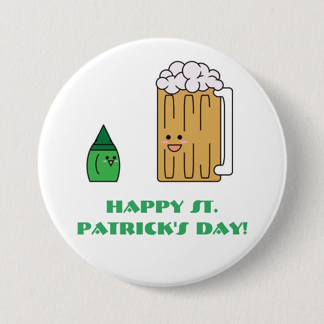 Cute St. Patrick's Day Button (Front)