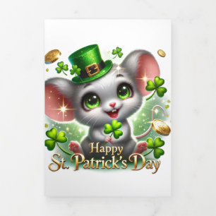 Cute St Patrick's Day card with Festive Mouse