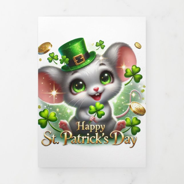 Cute St Patrick's Day card with Festive Mouse  (Cover)