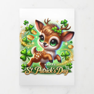 Cute St Patricks Day card with Irish Deer