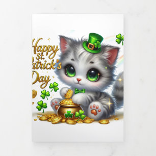 Cute St Patrick's Day card with Kitty
