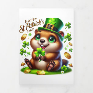 Cute St Patrick's Day card with Marmot 