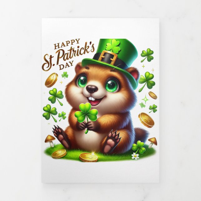 Cute St Patrick's Day card with Marmot  (Cover)
