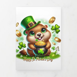 Cute St Patrick's Day card with Marmot