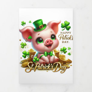 Cute St Patrick's Day card with piggy
