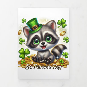 Cute St Patrick's Day card with Raccoon
