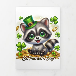 Cute St Patrick's Day card with Raccoon 