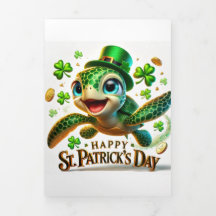 Cute St Patrick's Day card with Sea Turtle 