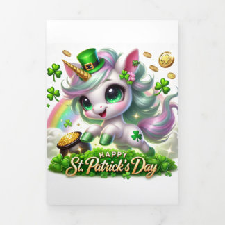 Cute St Patricks Day card with Unicorn 