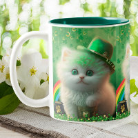 Cute St Patricks Day Cat Rainbow Gold Personalised