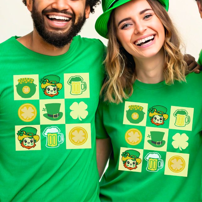 Cute St. Patrick's Day Chequerboard Group T-Shirt (Creator Uploaded)