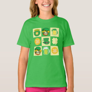 Cute St. Patrick's Day Chequerboard Kids T-Shirt