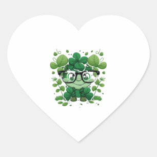cute st Patricks day cute shamrock wherein glasses Heart Sticker