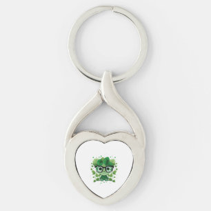cute st Patricks day cute shamrock wherein glasses Key Ring