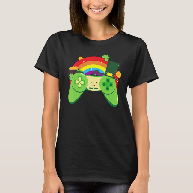 Cute St Patrick's Day Elements For Gamers T-Shirt (Front)