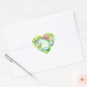 CUTE ST. PATRICK'S DAY FLYING IRISH PONY, FAIRY HEART STICKER