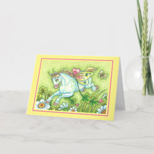 CUTE ST. PATRICK'S DAY FLYING IRISH PONY, FAIRY HOLIDAY CARD