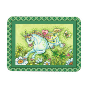 CUTE ST. PATRICK'S DAY FLYING IRISH PONY, FAIRY MAGNET