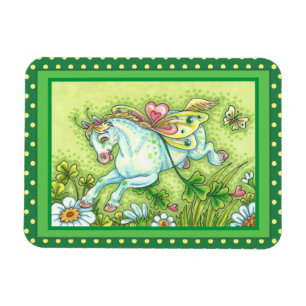 CUTE ST. PATRICK'S DAY FLYING IRISH PONY, FAIRY MAGNET