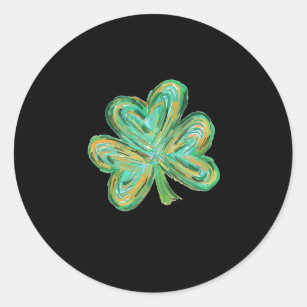 Cute St Patricks Day Four Leaf Clover Shamrock Classic Round Sticker