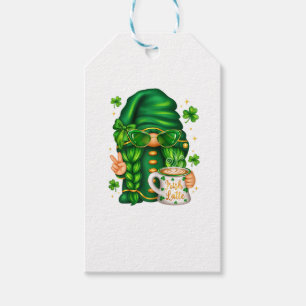Cute St Patricks Day Gnome Drinking Coffee Gift Tags