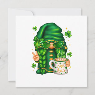 Cute St Patricks Day Gnome Drinking Coffee Invitation