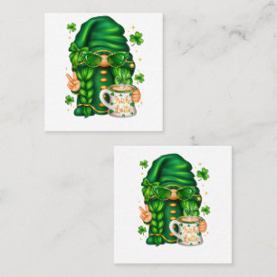 Cute St Patricks Day Gnome Drinking Coffee Loyalty Card