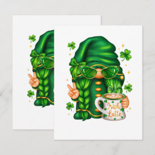 Cute St Patricks Day Gnome Drinking Coffee Thank You Card