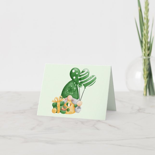 Cute St. Patrick's Day Gnome  Holiday Card (Front)