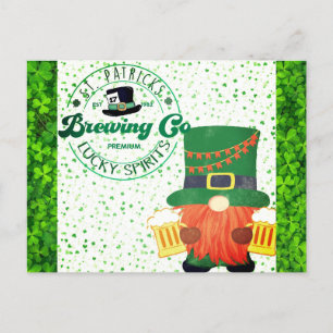 Cute St Patricks Day Gnome Leprechaun Beer Brewing Postcard