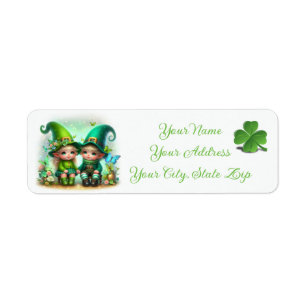 Cute St. Patrick's Day Gnomes Return Address Label