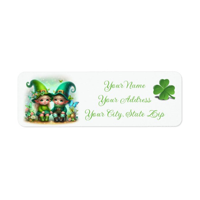 Cute St. Patrick's Day Gnomes Return Address Label (Front)