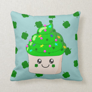 Cute St Patricks Day Green Cupcake Cushion